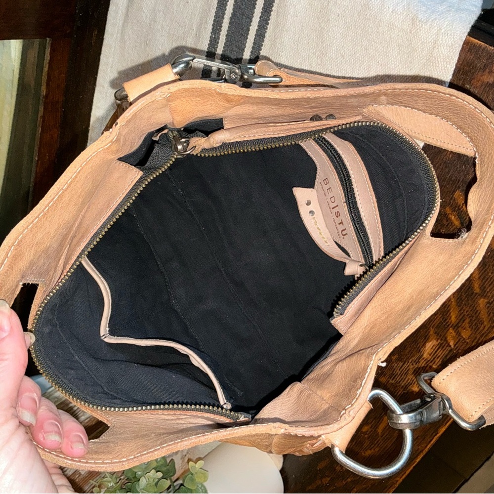 Bed Stu Orchid Leather Satchel Handbag Crossbody Bag Taupe Driftwood MSRP $280 - Picture 11 of 14